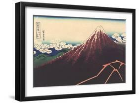 A Shower Below the Summit-Katsushika Hokusai-Framed Giclee Print