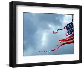 A Shredded U.S. Flag is Blown by the Wind-null-Framed Photographic Print