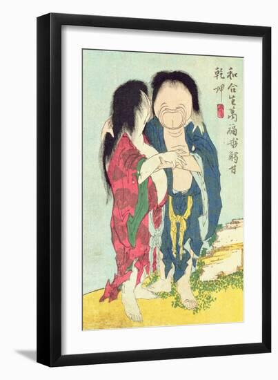 A 'Shunga' (Erotic) Print, from 'Manpoku Wago-Jin': Mrs. Woman and Mr. Man, 1821-Katsushika Hokusai-Framed Giclee Print