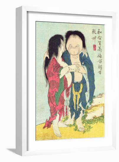 A 'Shunga' (Erotic) Print, from 'Manpoku Wago-Jin': Mrs. Woman and Mr. Man, 1821-Katsushika Hokusai-Framed Giclee Print