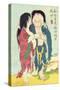 A 'Shunga' (Erotic) Print, from 'Manpoku Wago-Jin': Mrs. Woman and Mr. Man, 1821-Katsushika Hokusai-Stretched Canvas