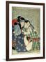 A 'Shunga' (Erotic Print), from 'Manpoku Wago-Jin': Seated Lovers, 1821-Katsushika Hokusai-Framed Giclee Print