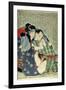 A 'Shunga' (Erotic Print), from 'Manpoku Wago-Jin': Seated Lovers, 1821-Katsushika Hokusai-Framed Giclee Print