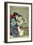 A 'Shunga' (Erotic Print), from 'Manpoku Wago-Jin': Seated Lovers, 1821-Katsushika Hokusai-Framed Giclee Print