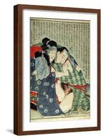 A 'Shunga' (Erotic Print), from 'Manpoku Wago-Jin': Seated Lovers, 1821-Katsushika Hokusai-Framed Giclee Print