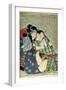 A 'Shunga' (Erotic Print), from 'Manpoku Wago-Jin': Seated Lovers, 1821-Katsushika Hokusai-Framed Giclee Print