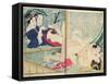 A 'Shunga' (Erotic Print), from 'Manpoku Wago-Jin: Two Pairs of Lovers, 1821-Katsushika Hokusai-Framed Stretched Canvas