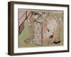 A 'Shunga' (Erotic) Print: Lovers Being Observed by a Maid from Behind a Screen-Isoda Koryusai-Framed Giclee Print