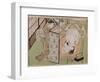 A 'Shunga' (Erotic) Print: Lovers Being Observed by a Maid from Behind a Screen-Isoda Koryusai-Framed Giclee Print