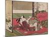 A 'Shunga', from a Series of Twenty Four Erotic Prints: Lovers, a Man and a Boy, 1725-70-Suzuki Harunobu-Mounted Giclee Print