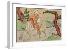 A 'Shunga', from a Series of Twenty Four Erotic Prints: Lovers on the Road, 1725-70-Suzuki Harunobu-Framed Giclee Print