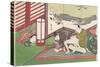 A 'Shunga', from a Series of Twenty Four Erotic Prints: Lovers with a Child Looking On, 1725-70-Suzuki Harunobu-Stretched Canvas