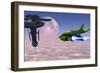 A Shuttle Delivers Supplies to a Space Station-Stocktrek Images-Framed Art Print