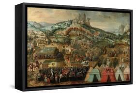 A Siege at Therouanne, with an Army Led by Charles V Encamped Below the City-Herri Met De Bles-Framed Stretched Canvas
