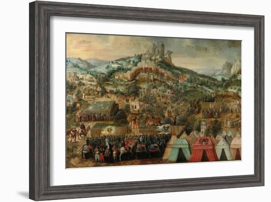 A Siege at Therouanne, with an Army Led by Charles V Encamped Below the City-Herri Met De Bles-Framed Giclee Print