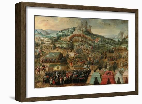 A Siege at Therouanne, with an Army Led by Charles V Encamped Below the City-Herri Met De Bles-Framed Giclee Print