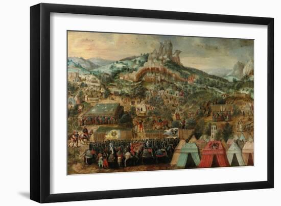 A Siege at Therouanne, with an Army Led by Charles V Encamped Below the City-Herri Met De Bles-Framed Giclee Print