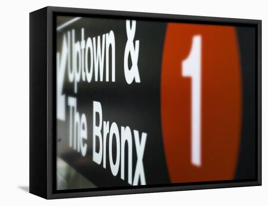 A Sign on the New York City Subway.-Jon Hicks-Framed Stretched Canvas