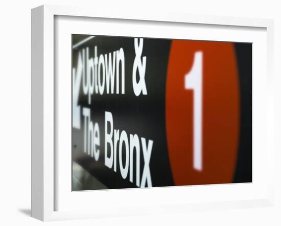 A Sign on the New York City Subway.-Jon Hicks-Framed Premium Photographic Print