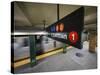 A Sign on the New York City Subway.-Jon Hicks-Stretched Canvas