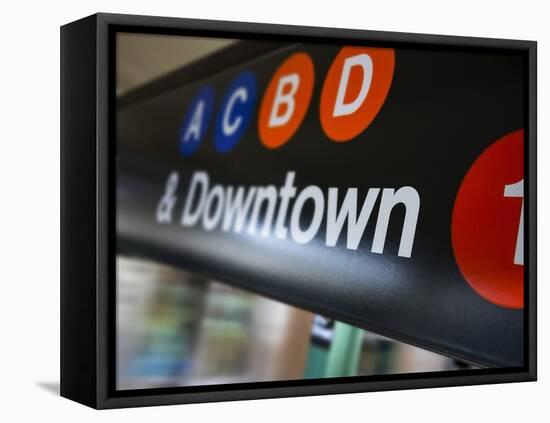 A Sign on the New York City Subway.-Jon Hicks-Framed Stretched Canvas