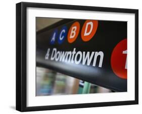 A Sign on the New York City Subway.-Jon Hicks-Framed Premium Photographic Print