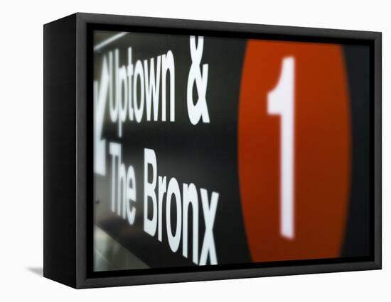 A Sign on the New York City Subway.-Jon Hicks-Framed Stretched Canvas