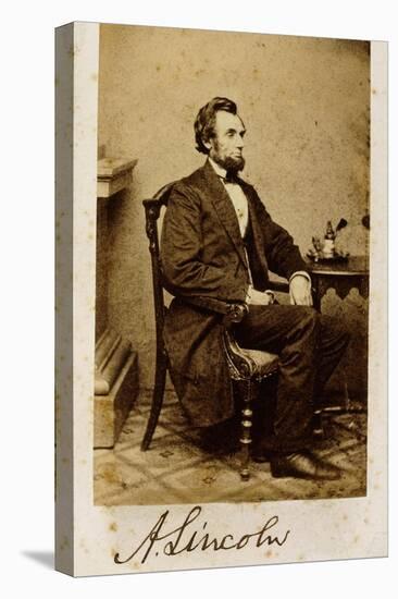 A Signed Carte-De-Visite Photograph of Abraham Lincoln, 1861-Alexander Gardner-Stretched Canvas