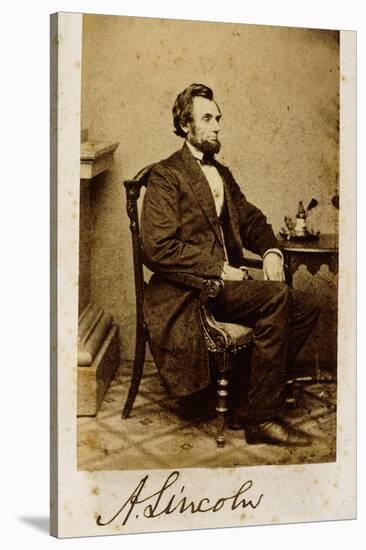 A Signed Carte-De-Visite Photograph of Abraham Lincoln, 1861-Alexander Gardner-Stretched Canvas