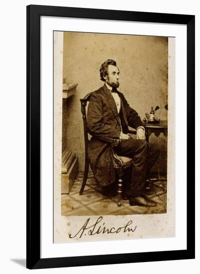 A Signed Carte-De-Visite Photograph of Abraham Lincoln, 1861-Alexander Gardner-Framed Giclee Print