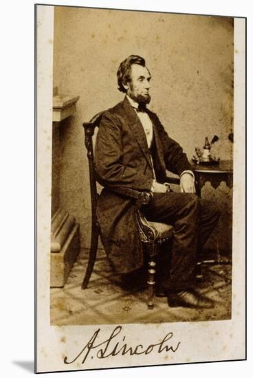 A Signed Carte-De-Visite Photograph of Abraham Lincoln, 1861-Alexander Gardner-Mounted Giclee Print