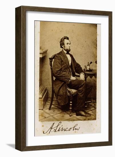 A Signed Carte-De-Visite Photograph of Abraham Lincoln, 1861-Alexander Gardner-Framed Giclee Print