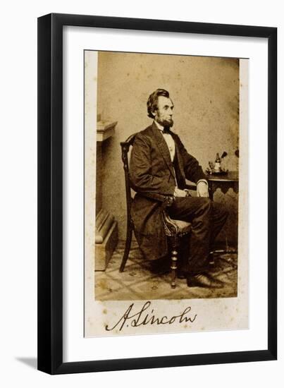 A Signed Carte-De-Visite Photograph of Abraham Lincoln, 1861-Alexander Gardner-Framed Giclee Print