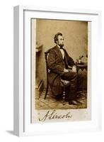 A Signed Carte-De-Visite Photograph of Abraham Lincoln, 1861-Alexander Gardner-Framed Giclee Print