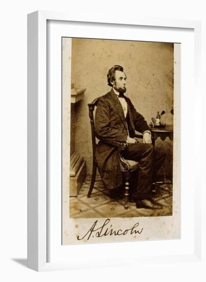 A Signed Carte-De-Visite Photograph of Abraham Lincoln, 1861-Alexander Gardner-Framed Giclee Print