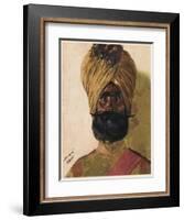 A Sikh Officer from India, Fighting with the Allies in World War One-null-Framed Art Print