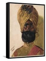 A Sikh Officer from India, Fighting with the Allies in World War One-null-Framed Stretched Canvas