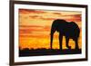 A Silhouette of a Large Male African Elephant Against a Golden Sunset-Jami Tarris-Framed Photographic Print