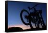 A Silhouette of Two Mountain Bikes on Car Rack in Red Rock Canyon in Nevada-Brett Holman-Framed Stretched Canvas