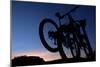 A Silhouette of Two Mountain Bikes on Car Rack in Red Rock Canyon in Nevada-Brett Holman-Mounted Photographic Print