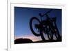 A Silhouette of Two Mountain Bikes on Car Rack in Red Rock Canyon in Nevada-Brett Holman-Framed Photographic Print