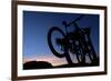 A Silhouette of Two Mountain Bikes on Car Rack in Red Rock Canyon in Nevada-Brett Holman-Framed Photographic Print