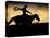 A Silhouetted Cowboy Riding Alone a Ridge at Sunset in Shell, Wyoming, USA-Joe Restuccia III-Stretched Canvas