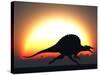 A Silhouetted Spinosaurus Sprinting Against a Setting Set at the End of a Jurassic Day-Stocktrek Images-Stretched Canvas