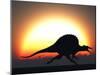 A Silhouetted Spinosaurus Sprinting Against a Setting Set at the End of a Jurassic Day-Stocktrek Images-Mounted Photographic Print