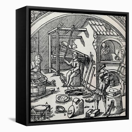 A Silver Refinery, 1556, (1917)-null-Framed Stretched Canvas