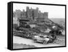 A Singer Car in Front of Harlech Castle, Wales, Early 1920S-null-Framed Stretched Canvas