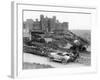 A Singer Car in Front of Harlech Castle, Wales, Early 1920S-null-Framed Photographic Print
