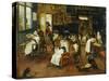 A Singerie: Monkey Barbers Serving Cats-Jan Van Kessel-Stretched Canvas