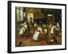 A Singerie: Monkey Barbers Serving Cats-Jan Van Kessel-Framed Giclee Print